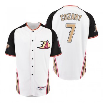 Zack Cozart Los Angeles Angels White 2019 Anaheim Ducks Crossover Flex Base Jersey