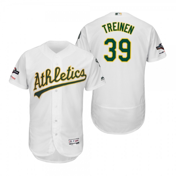 Blake Treinen Oakland Athletics White 2019 Postseason Flex Base Jersey