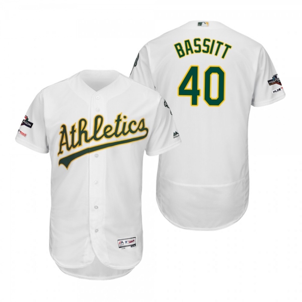 Chris Bassitt Oakland Athletics White 2019 Postseason Flex Base Jersey