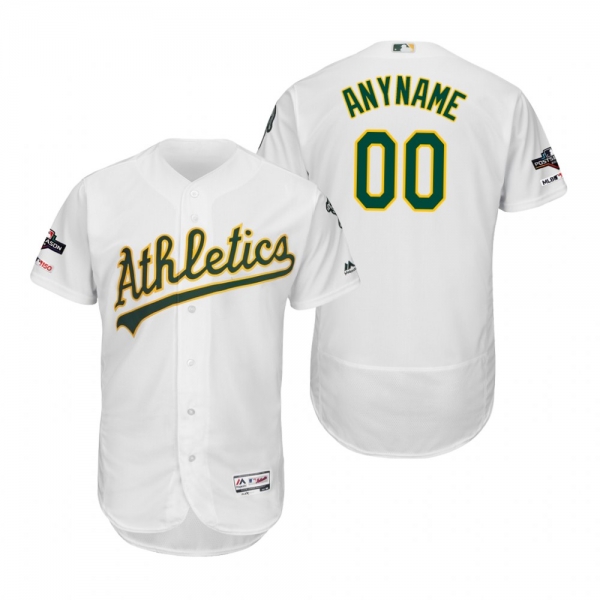 Custom Oakland Athletics White 2019 Postseason Flex Base Jersey