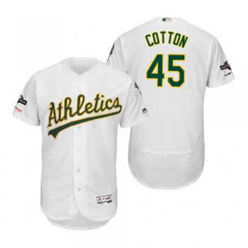 Jharel Cotton Oakland Athletics White 2019 Postseason Flex Base Jersey