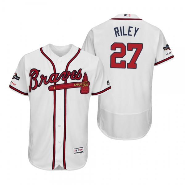 Austin Riley Atlanta Braves White 2019 Postseason Flex Base Jersey