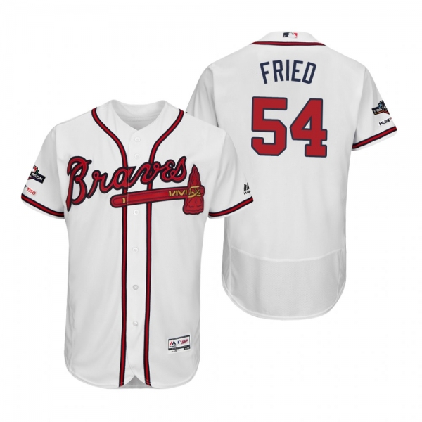 Max Fried Atlanta Braves White 2019 Postseason Flex Base Jersey