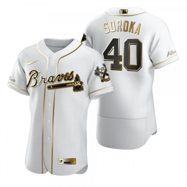 Atlanta Braves Mike Soroka Nike White Authentic Golden Edition Jersey