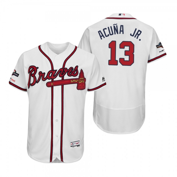 Ronald Acuna Jr. Atlanta Braves White 2019 Postseason Flex Base Jersey