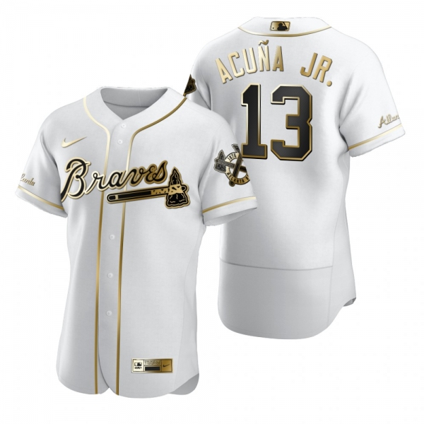 Atlanta Braves Ronald Acuna Jr. Nike White Authentic Golden Edition Jersey