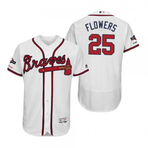 Tyler Flowers Atlanta Braves White 2019 Postseason Flex Base Jersey