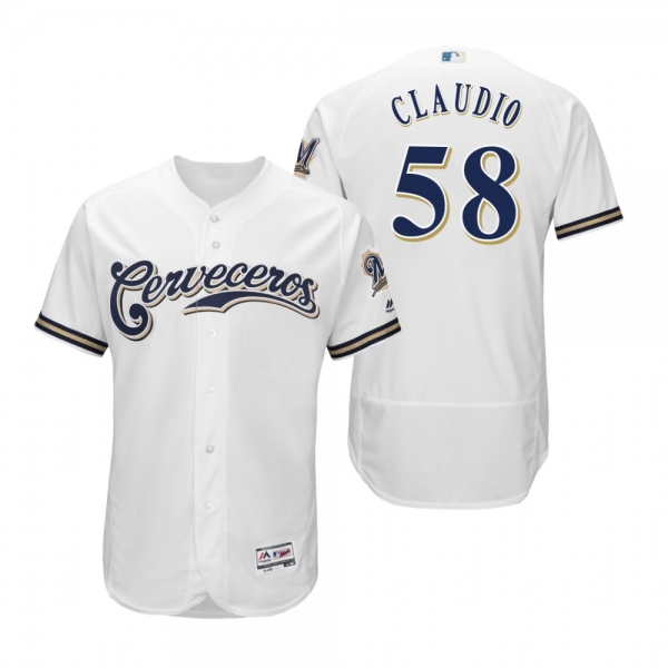 Alex Claudio Milwaukee Brewers White Hispanic Heritage Flex Base Jersey