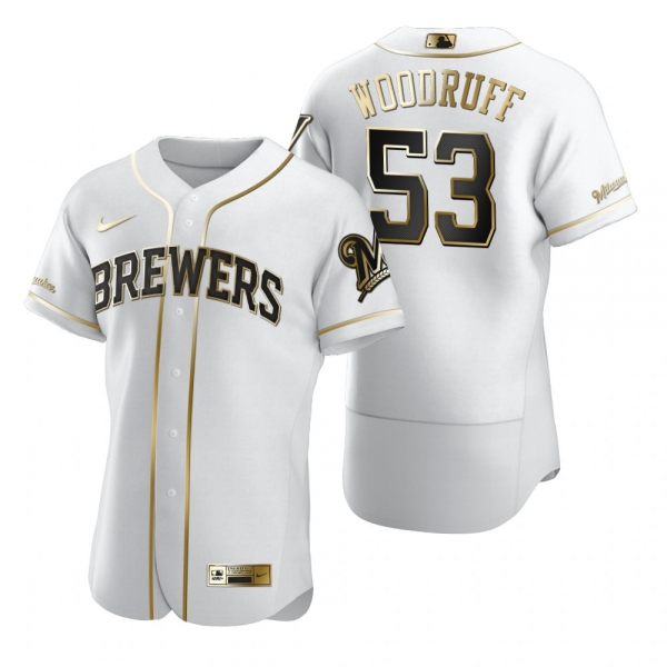 Milwaukee Brewers Brandon Woodruff Nike White Authentic Golden Edition Jersey