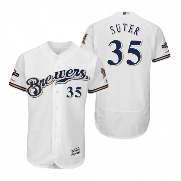 Brent Suter Milwaukee Brewers White 2019 Postseason Flex Base Jersey