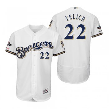 Christian Yelich Milwaukee Brewers White 2019 Postseason Flex Base Jersey