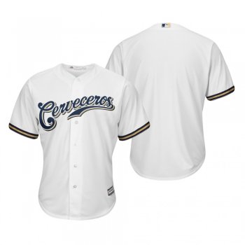 Milwaukee Brewers White Majestic Home Hispanic Heritage Cool Base Jersey Men's