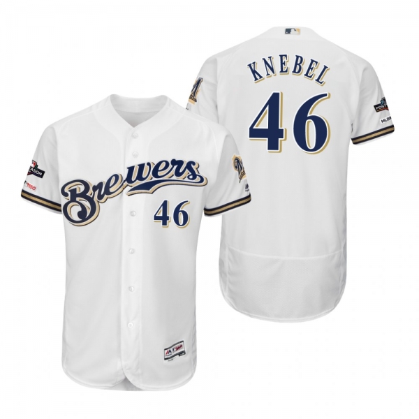 Corey Knebel Milwaukee Brewers White 2019 Postseason Flex Base Jersey