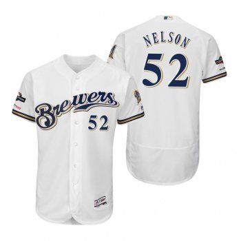 Jimmy Nelson Milwaukee Brewers White 2019 Postseason Flex Base Jersey