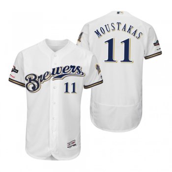 Mike Moustakas Milwaukee Brewers White 2019 Postseason Flex Base Jersey