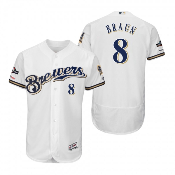 Ryan Braun Milwaukee Brewers White 2019 Postseason Flex Base Jersey