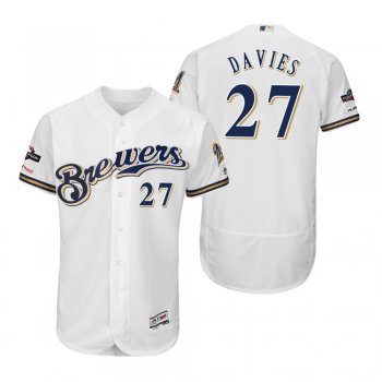 Zach Davies Milwaukee Brewers White 2019 Postseason Flex Base Jersey