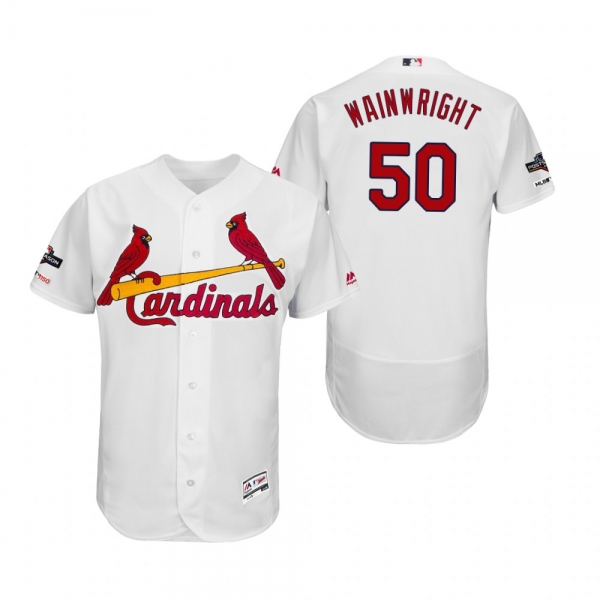 Adam Wainwright St. Louis Cardinals White 2019 Postseason Flex Base Jersey