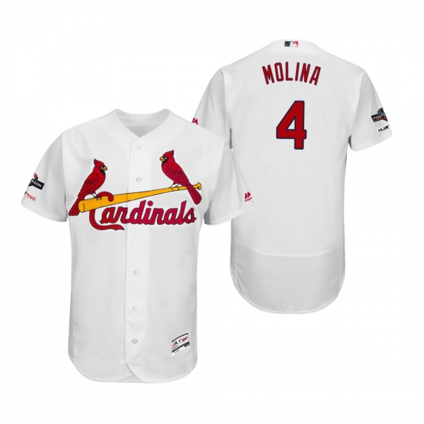 Yadier Molina St. Louis Cardinals White 2019 Postseason Flex Base Jersey