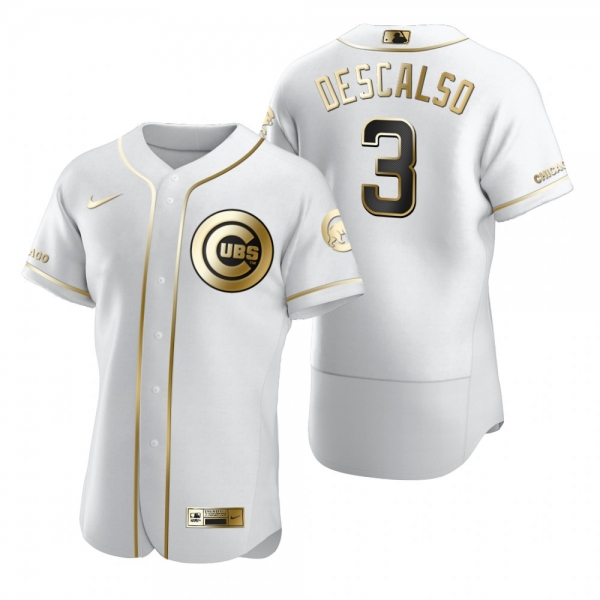 Chicago Cubs Daniel Descalso Nike White Authentic Golden Edition Jersey