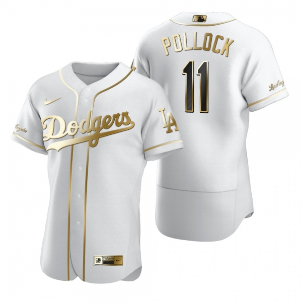 Los Angeles Dodgers A.J. Pollock Nike White Authentic Golden Edition Jersey