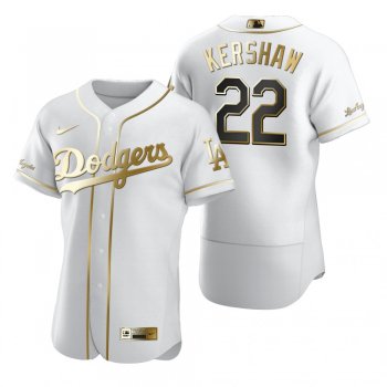 Los Angeles Dodgers Clayton Kershaw Nike White Authentic Golden Edition Jersey