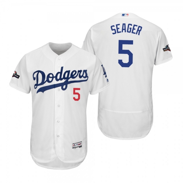 Corey Seager Los Angeles Dodgers White 2019 Postseason Flex Base Jersey