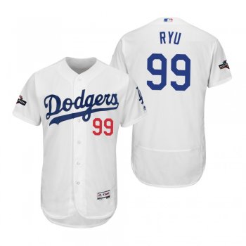 Hyun-Jin Ryu Los Angeles Dodgers White 2019 Postseason Flex Base Jersey