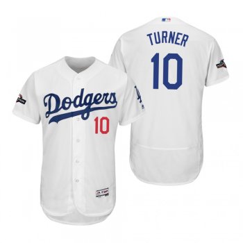 Justin Turner Los Angeles Dodgers White 2019 Postseason Flex Base Jersey