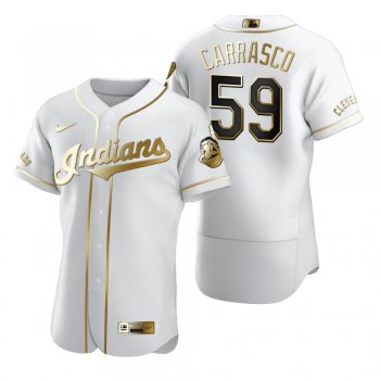 Cleveland Indians Carlos Carrasco Nike White Authentic Golden Edition Jersey