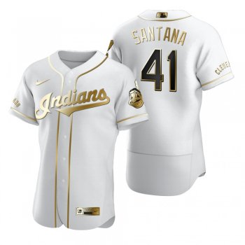 Cleveland Indians Carlos Santana Nike White Authentic Golden Edition Jersey