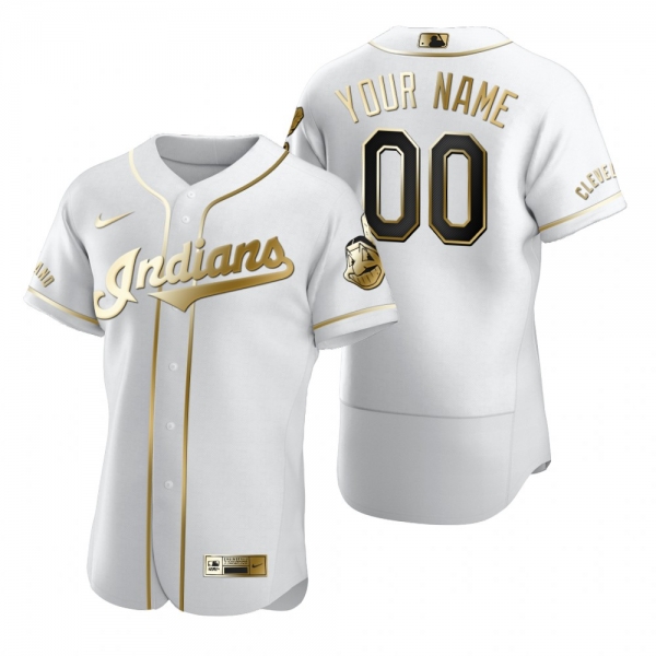 Cleveland Indians Custom Nike White Authentic Golden Edition Jersey