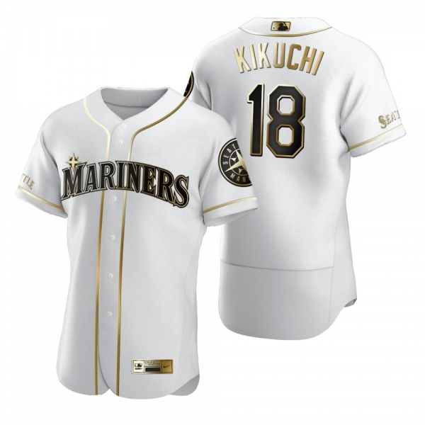 Seattle Mariners Yusei Kikuchi Nike White Authentic Golden Edition Jersey