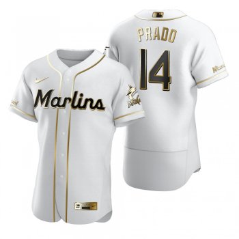 Miami Marlins Martin Prado Nike White Authentic Golden Edition Jersey