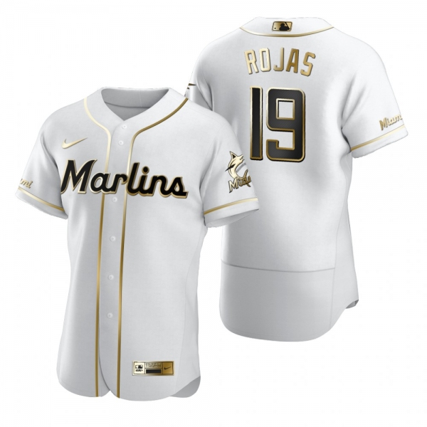 Miami Marlins Miguel Rojas Nike White Authentic Golden Edition Jersey