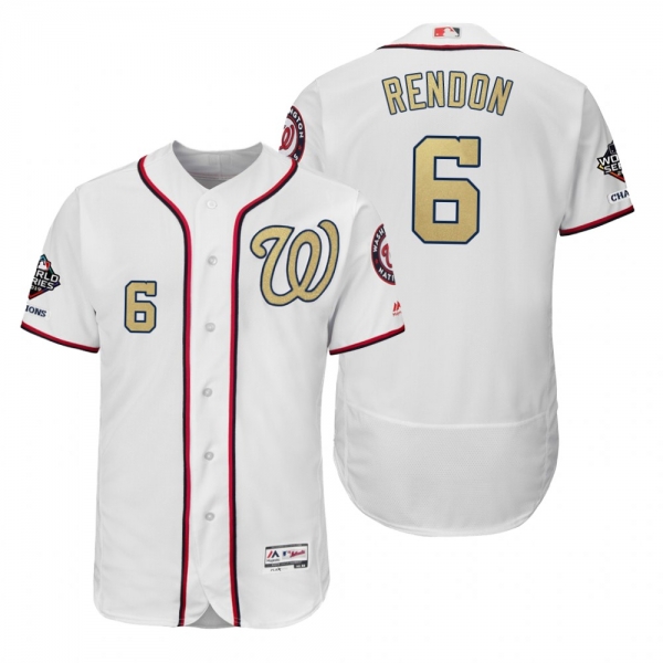 Anthony Rendon Washington Nationals White 2019 Gold Program World Series Champions Flex Base Jersey