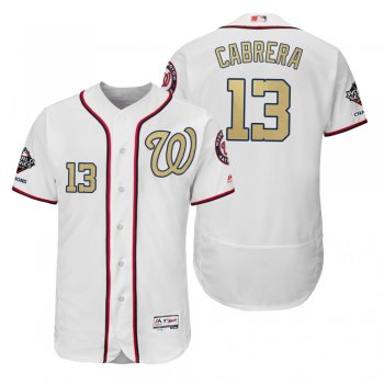 Asdrubal Cabrera Washington Nationals White 2019 Gold Program World Series Champions Flex Base Jersey