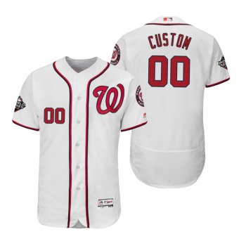 Custom Washington Nationals White 2019 World Series Flex Base Jersey