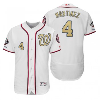 Dave Martinez Washington Nationals White 2019 Gold Program World Series Champions Flex Base Jersey