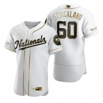 Washington Nationals Hunter Strickland Nike White Authentic Golden Edition Jersey