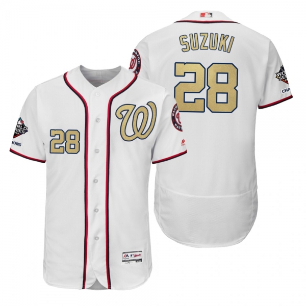 Kurt Suzuki Washington Nationals White 2019 Gold Program World Series Champions Flex Base Jersey