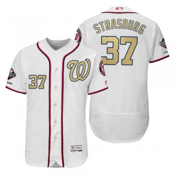 Stephen Strasburg Washington Nationals White 2019 Gold Program World Series Champions Flex Base Jersey