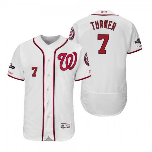 Trea Turner Washington Nationals White 2019 Postseason Flex Base Jersey