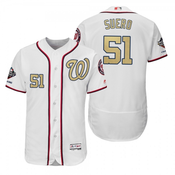 Wander Suero Washington Nationals White 2019 Gold Program World Series Champions Flex Base Jersey