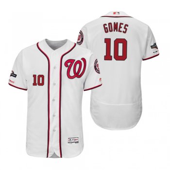 Yan Gomes Washington Nationals White 2019 Postseason Flex Base Jersey