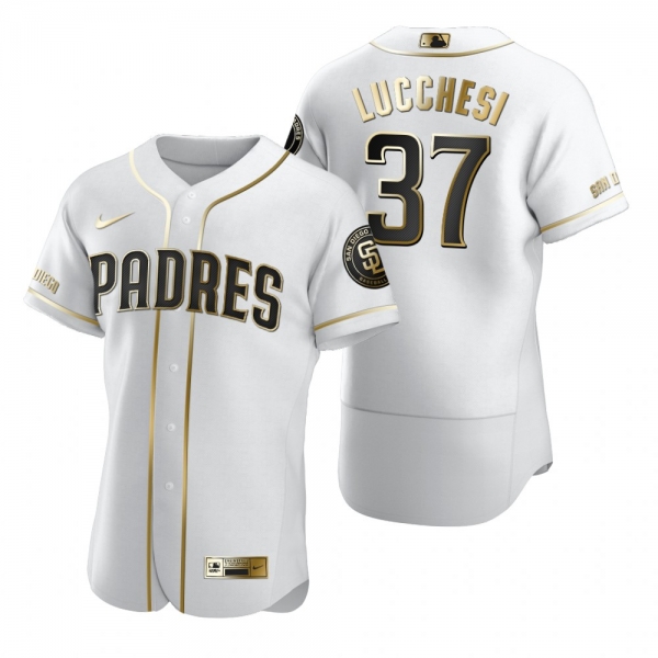 San Diego Padres Joey Lucchesi Nike White Authentic Golden Edition Jersey