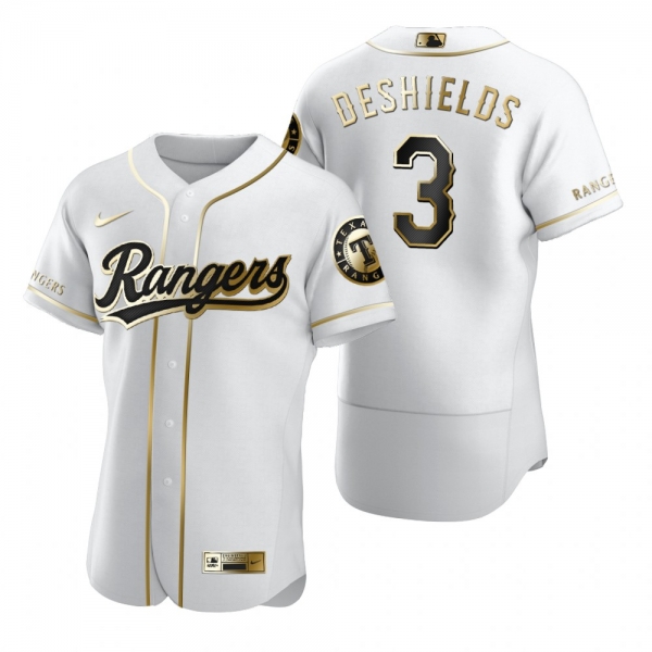 Texas Rangers Delino DeShields Nike White Authentic Golden Edition Jersey