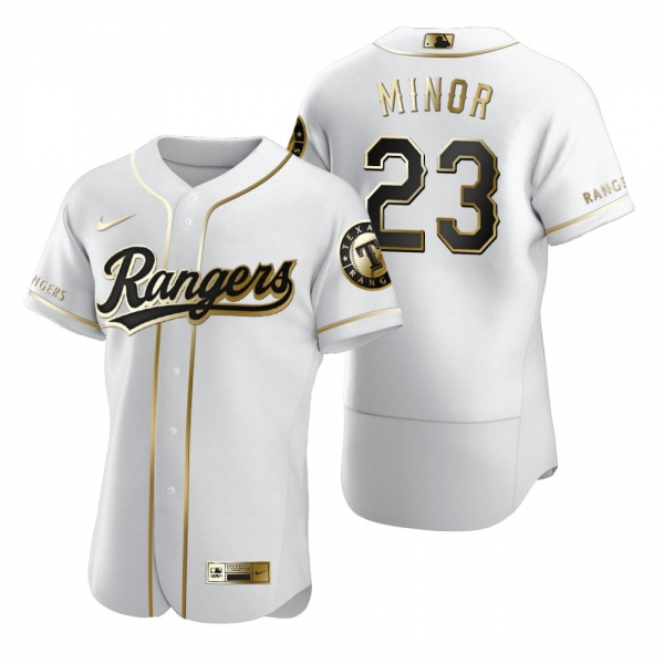 Texas Rangers Mike Minor Nike White Authentic Golden Edition Jersey