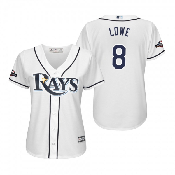 Brandon Lowe Tampa Bay Rays White 2019 Postseason Cool Base Jersey