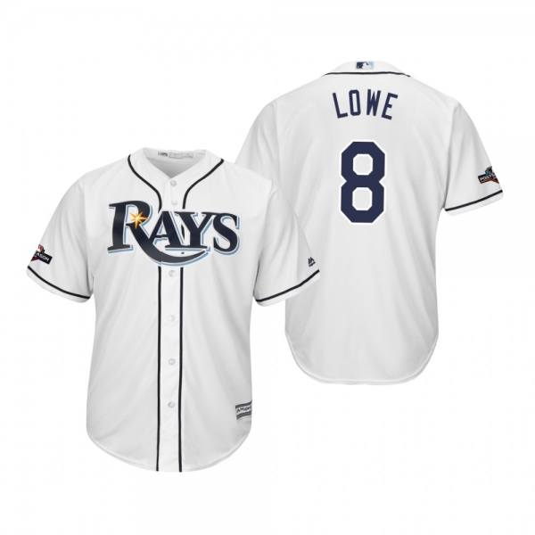 Brandon Lowe Tampa Bay Rays White 2019 Postseason Cool Base Jersey